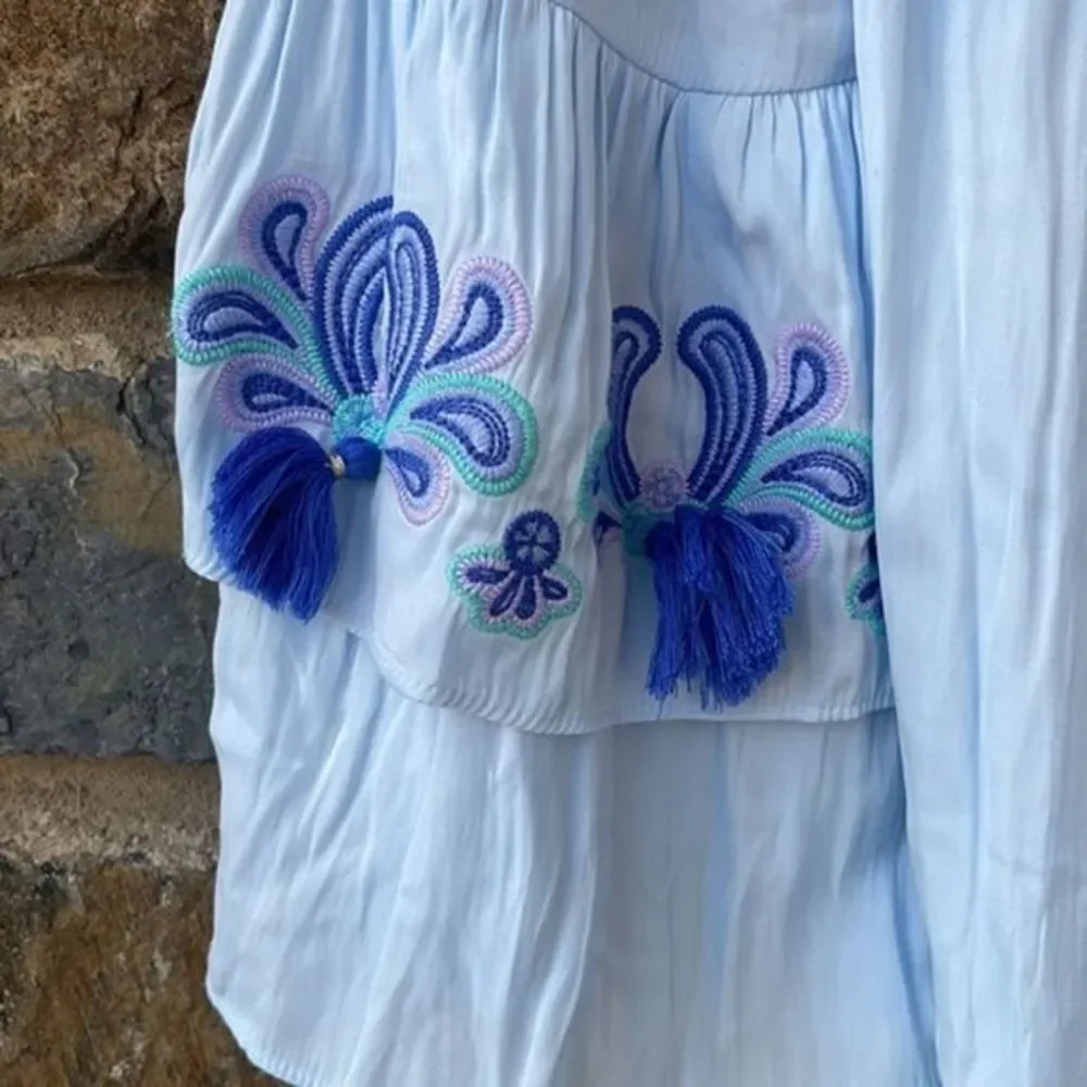 Lilly Pulitzer Tobyn Off The Shoulder Top Boho Blue Size medium Style 27940 - Picture 5 of 9